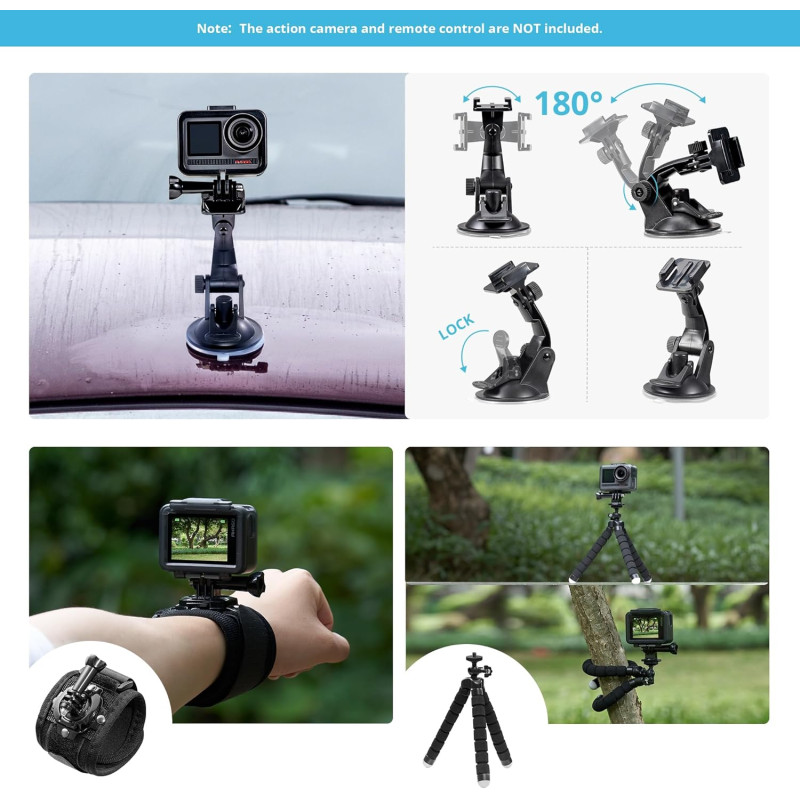 Універсальний Комплект Аксесуарів для Екшн-Камер (50+ в 1): Кріплення для GoPro, Akaso, DJI (Чорний)