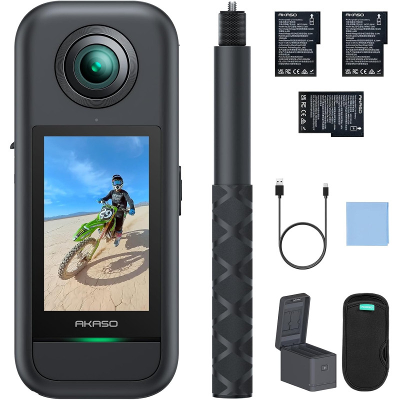 Akaso 360° Creator Set: Екшн-Камера 5.7K, Невидима Селфі-Палиця, AI-Відстеження (Сірий)