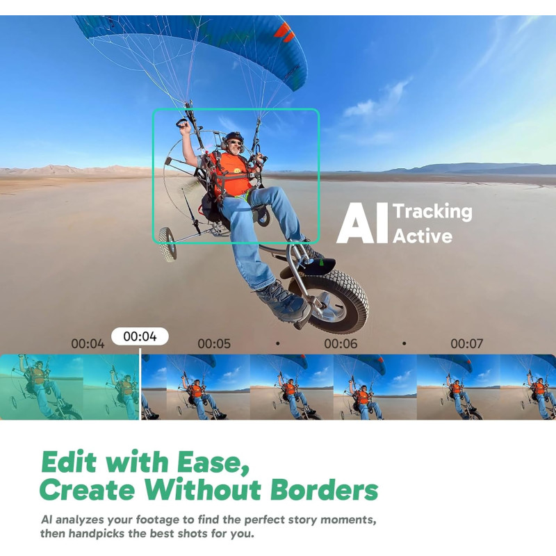 Akaso 360° Creator Set: Екшн-Камера 5.7K, Невидима Селфі-Палиця, AI-Відстеження (Сірий)