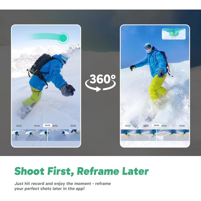 Akaso 360° Creator Set: Екшн-Камера 5.7K, Невидима Селфі-Палиця, AI-Відстеження (Сірий)