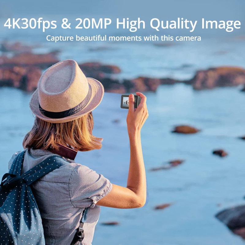 Екшн-Камера Akaso Brave 7 4K: IPX8 Водонепроникність, Подвійний Сенсорний Екран, Голосове Керування (Сірий)