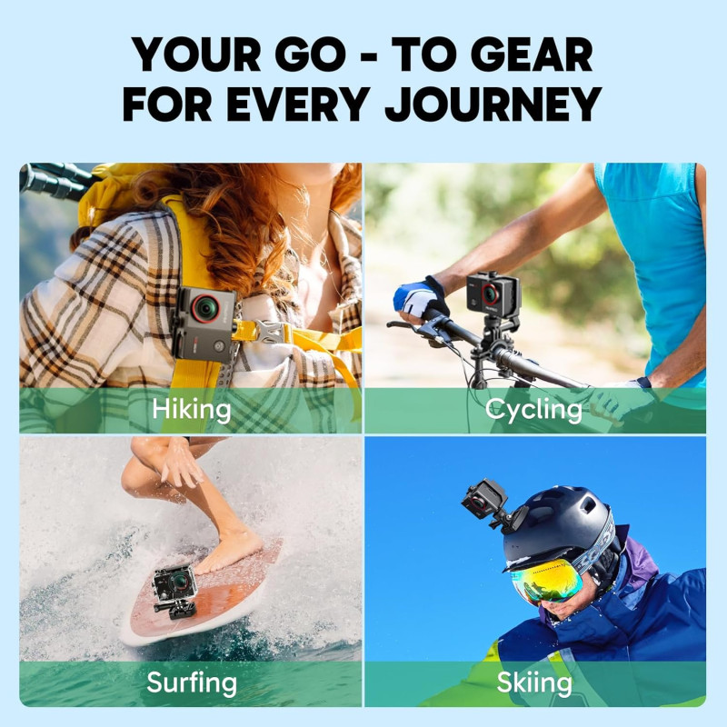 Екшн-Камера Akaso EK7000 Pro 4K 20MP: EIS, Сенсорний Екран, 40м Водонепроникність (Сірий)